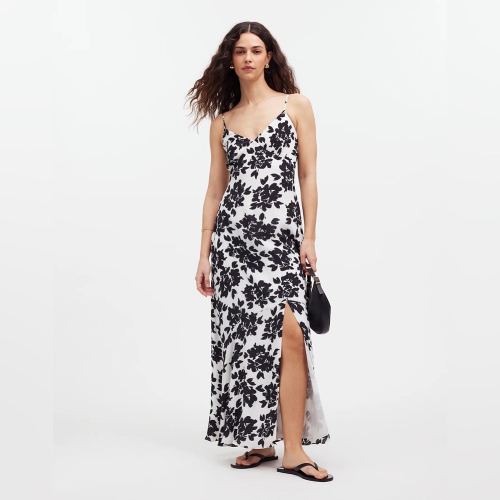Black & White Floral Slip Maxi Dress